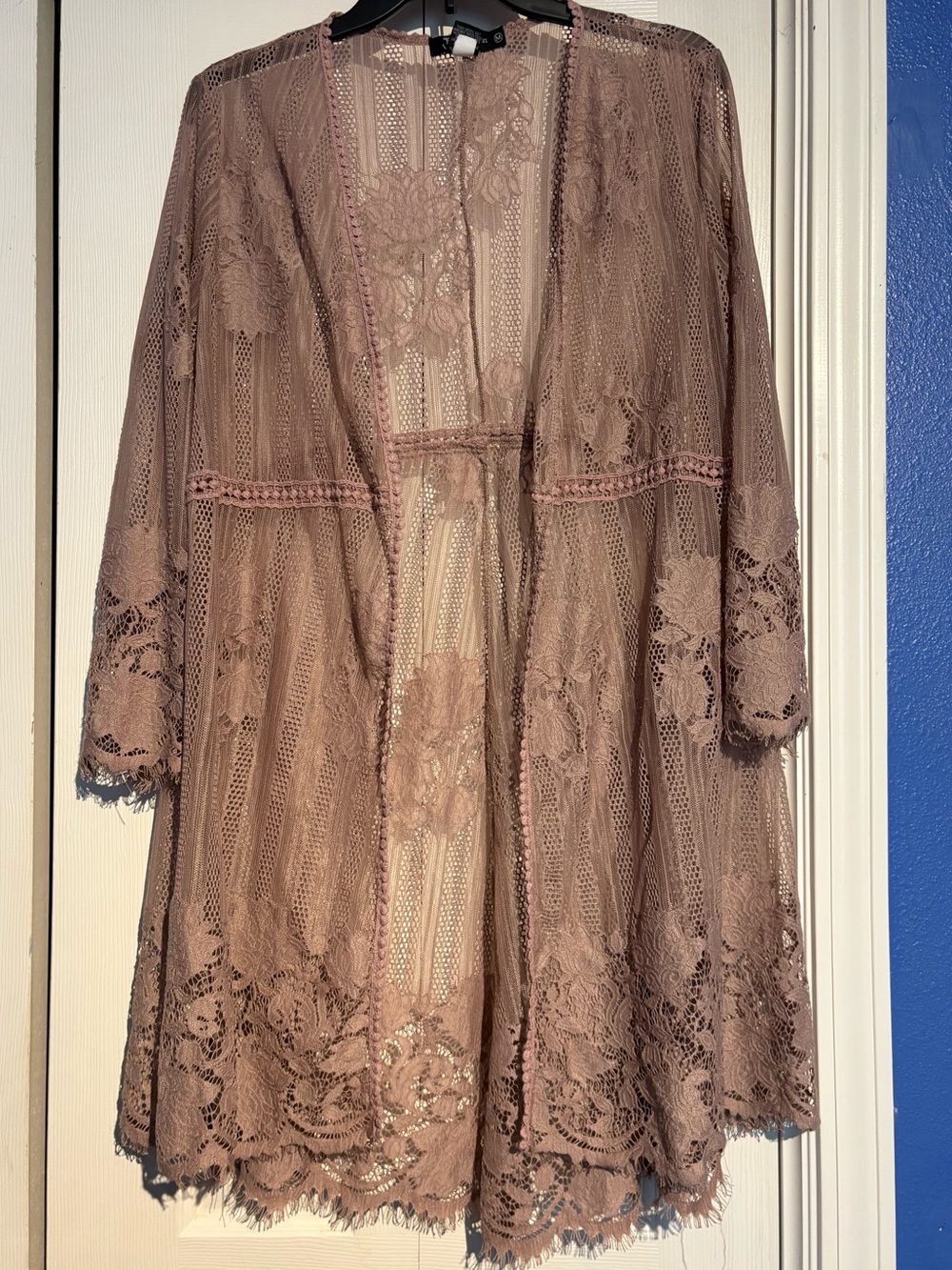Miss Chievous Sheer Lace Cover Up  in Dusty Mauve